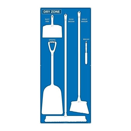 Nmc National Marker Dry Zone Shadow Board, Blue/White, 68 X 30, ACP, Aluminum Composite Panel - SB129ACP